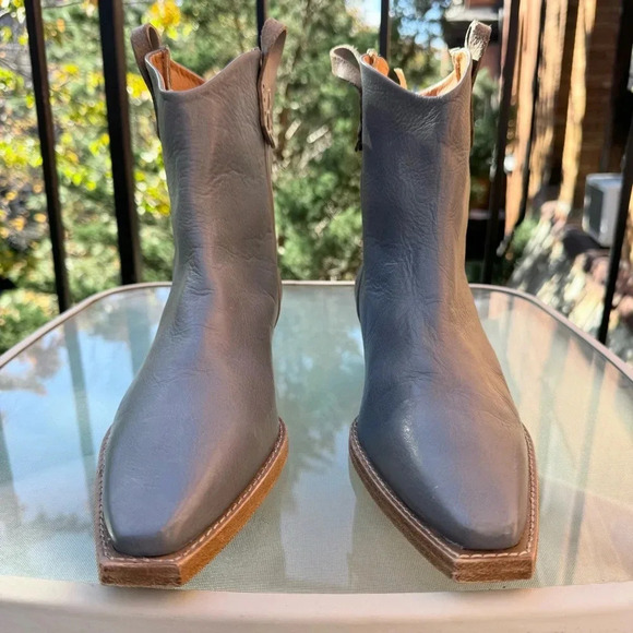 New Free People We The Free Wesley Ankle Boot Shoes Leather Heeled Sky Blue 8 - Picture 6 of 14